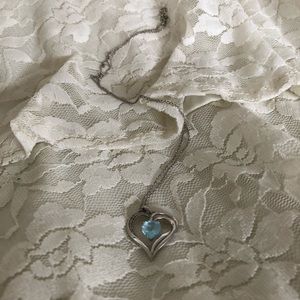 Sterling Silver Blue Topaz Heart Necklace